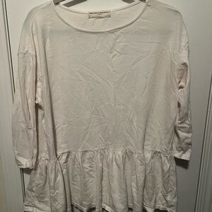 Project Social T Cream Peplum Tunic with 3/4 Sleeves